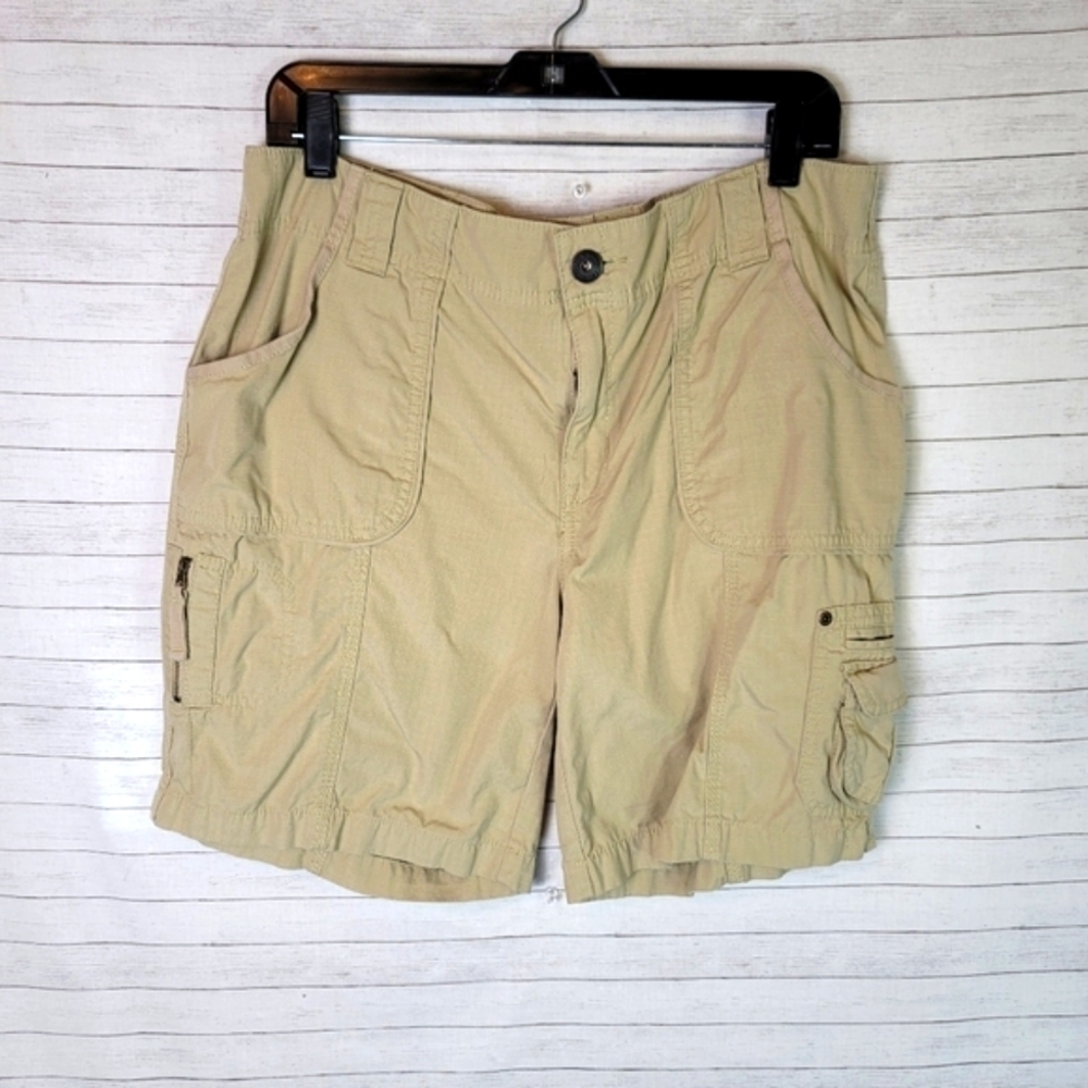 EDDIE BAUER KHAKI CARGO POCKET SHORTS, SZ 14